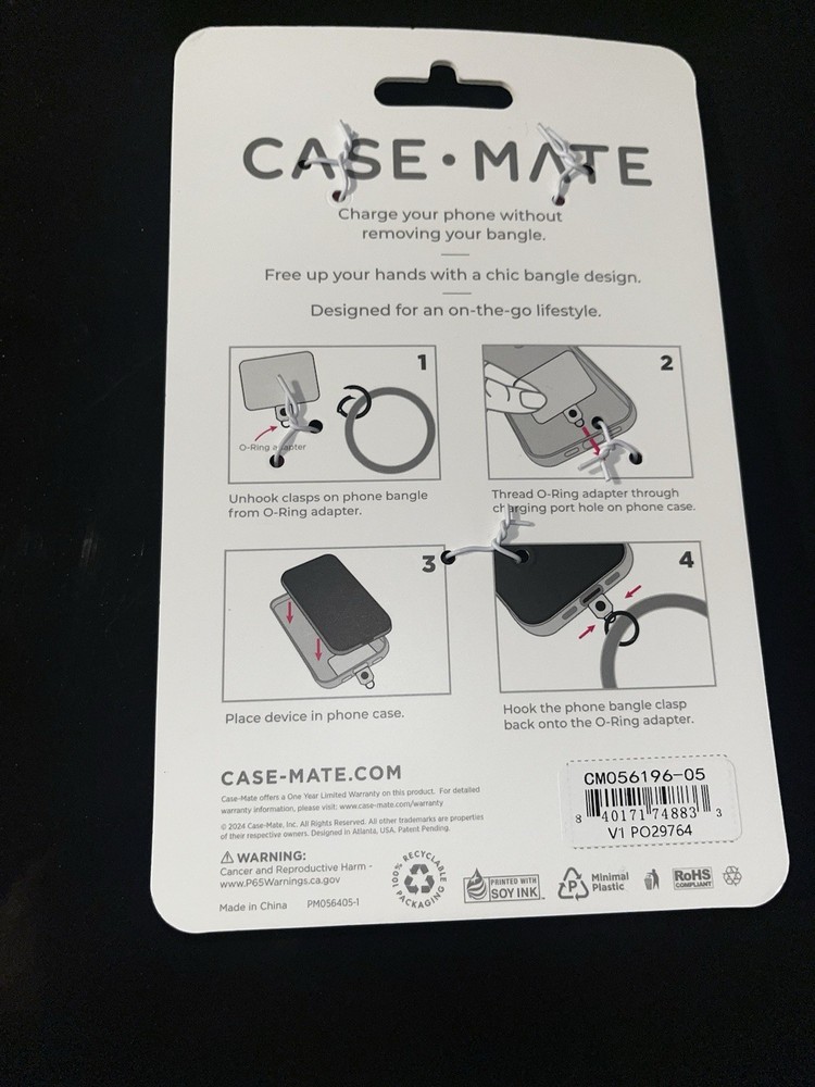 Case-Mate Pink Phone Bangle Strap with O-Ring Adapter Universal Plain Design