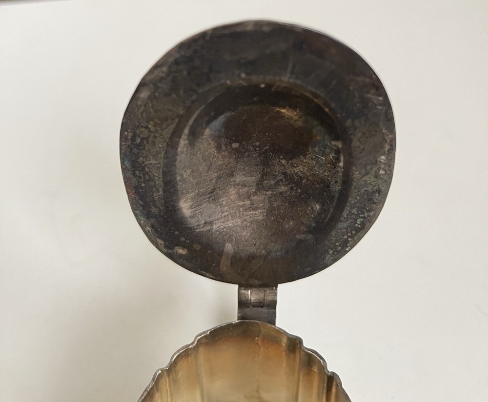 Silverplate Teapot Circa 1800 Black Handle Hinged Lid