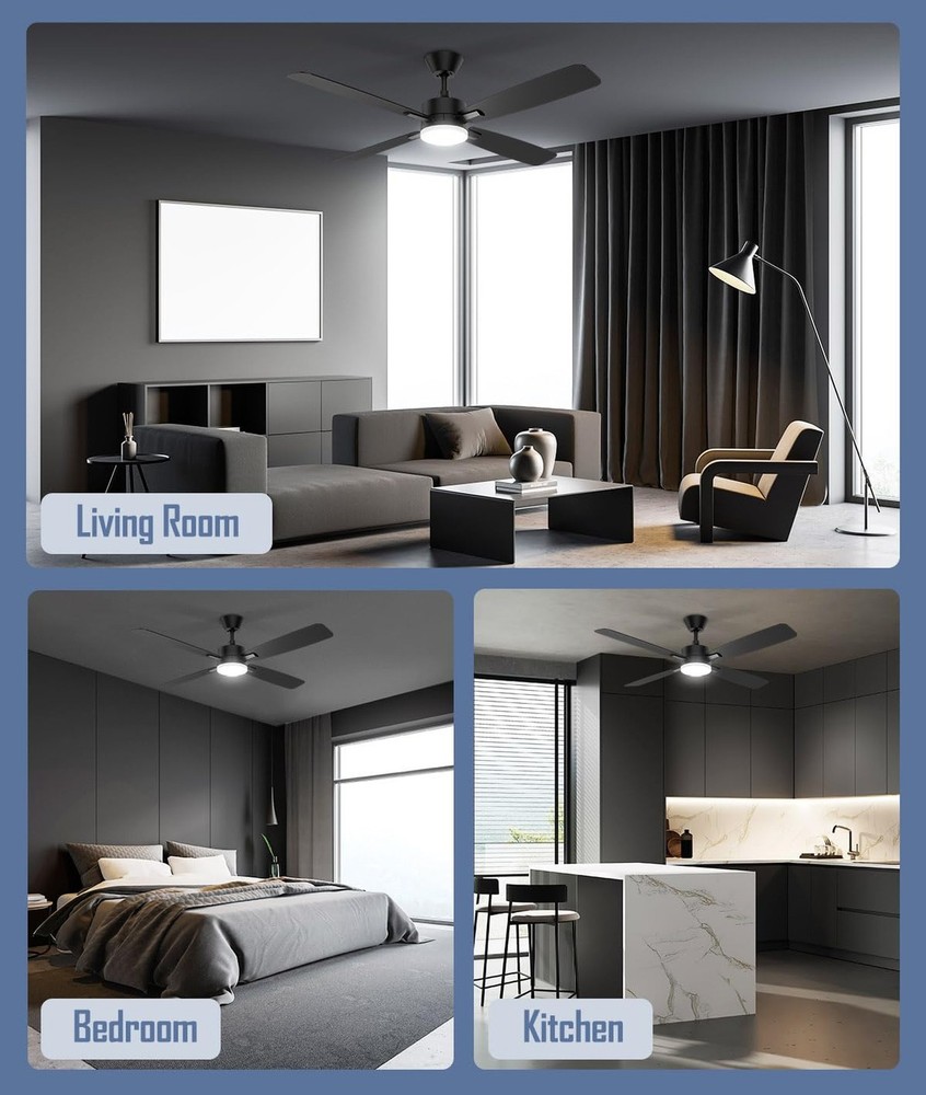 Ceiling Fan, Remote Control Reversible DC Motors, 9CCT Dimmable Timer Noisele...