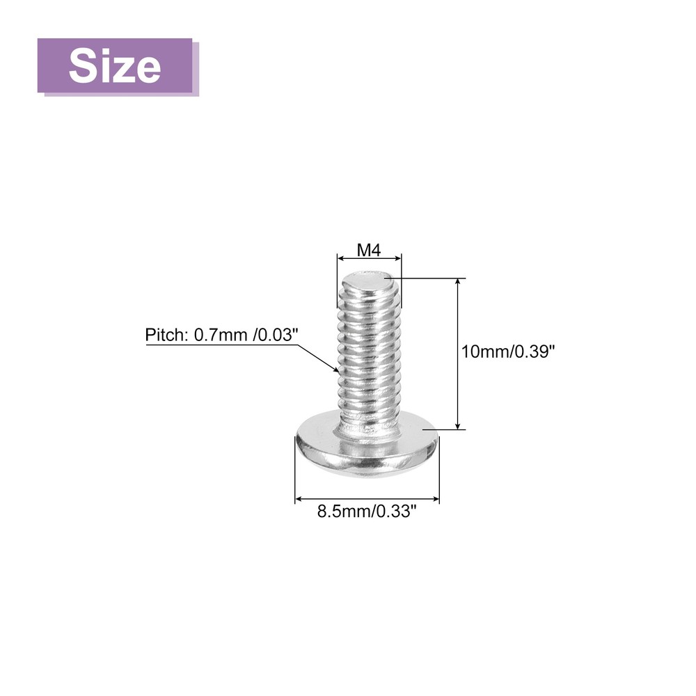M4x10mm Flat Round Head Phillips Head Screw, 20Pcs Phillips Drive Machine Screw