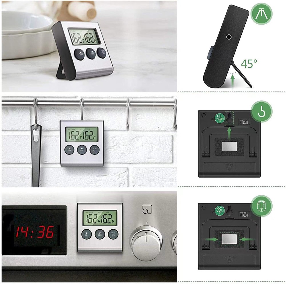 Remote Kitchen Digital Cooking Thermometer Probe Meat Food Temperature w/Timer