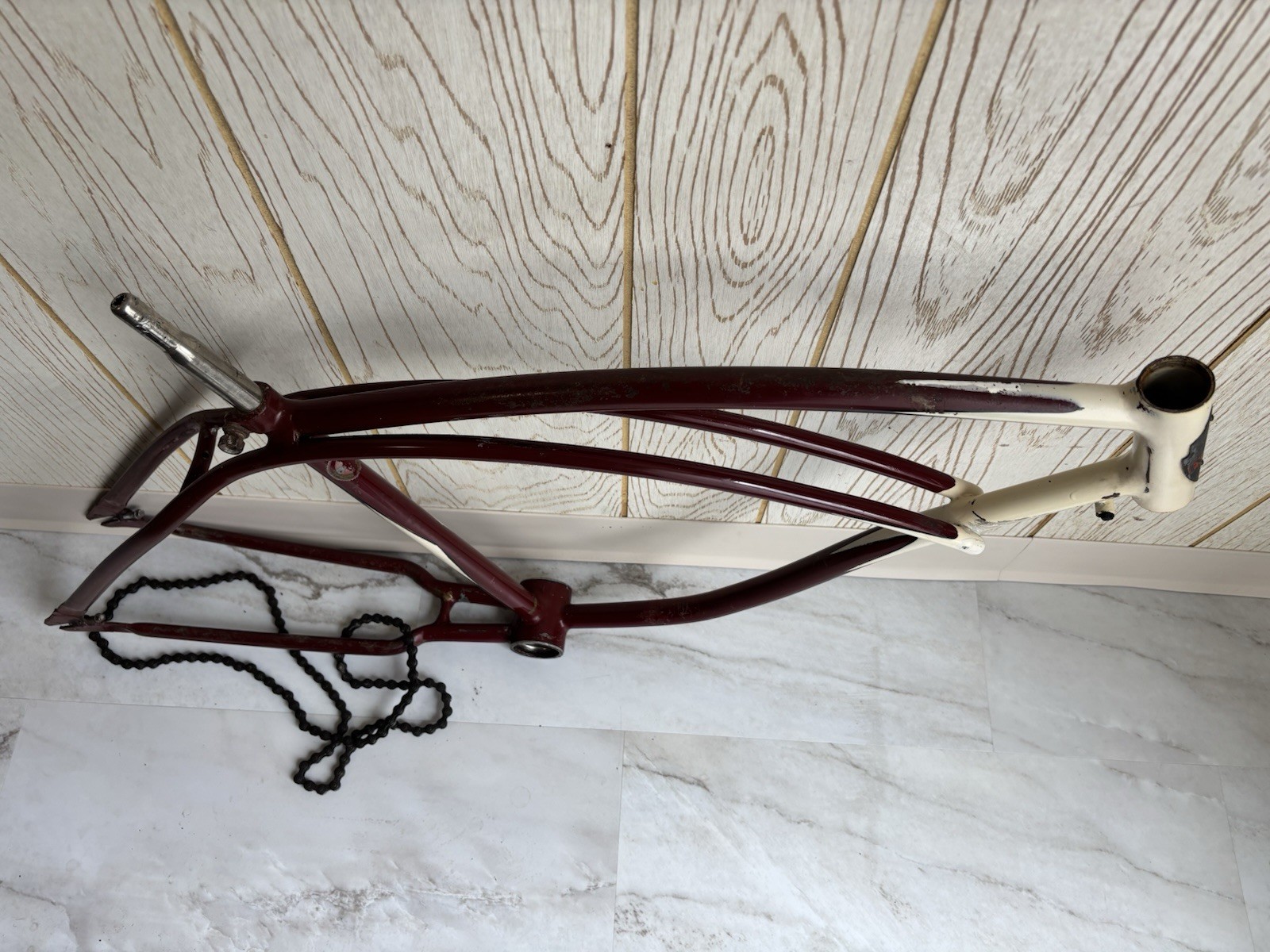 Prewar 1941 Schwinn Excelsior Autocycle Maroon Ivory Cantilever Frame