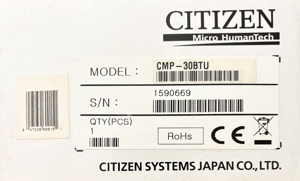 Citizen CMP-30BTU 3" Bluetooth Mobile Thermal Label Printer
