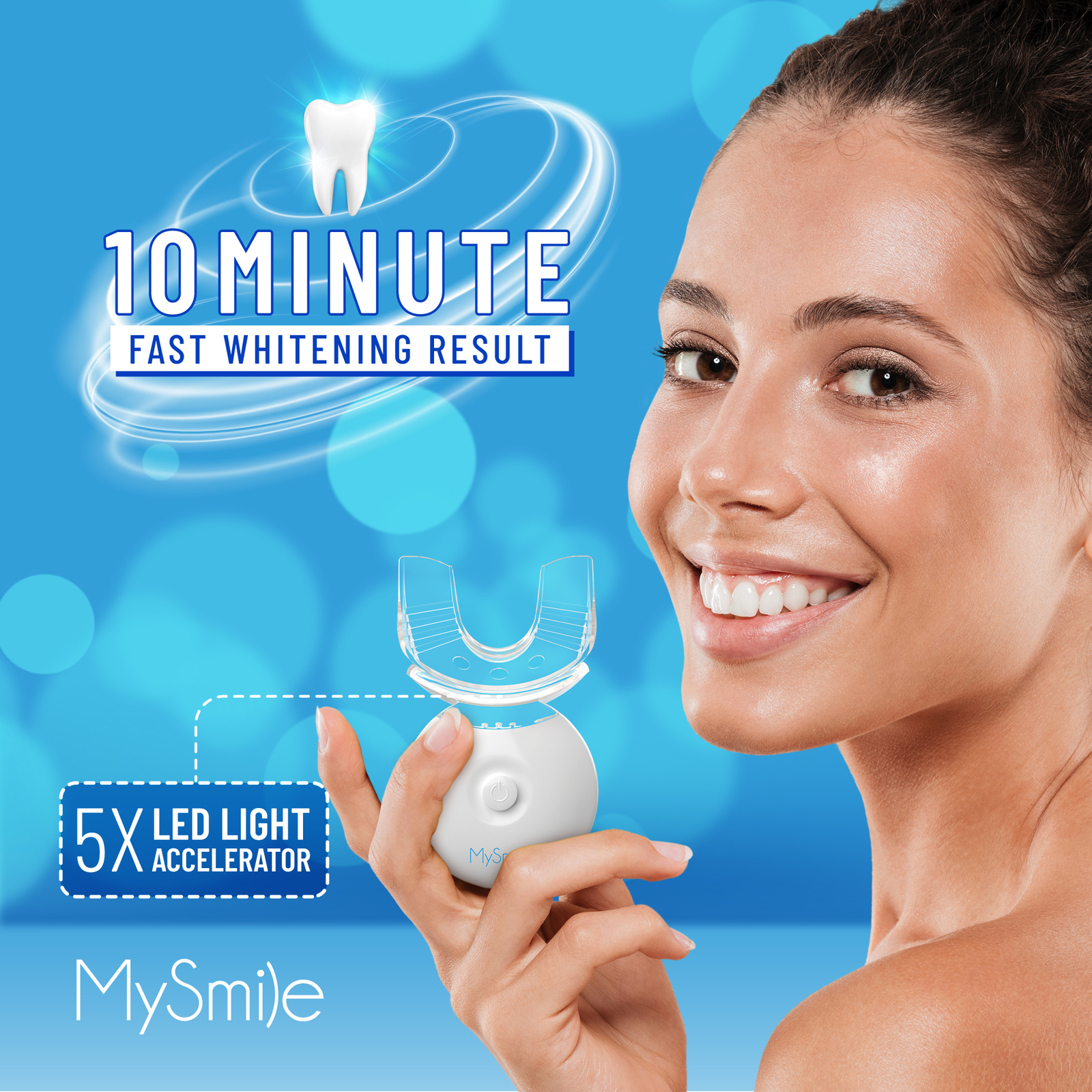 MySmile PAP Teeth Whitening Kit with 5LED Light Upper Lower Tray Whitener Gel