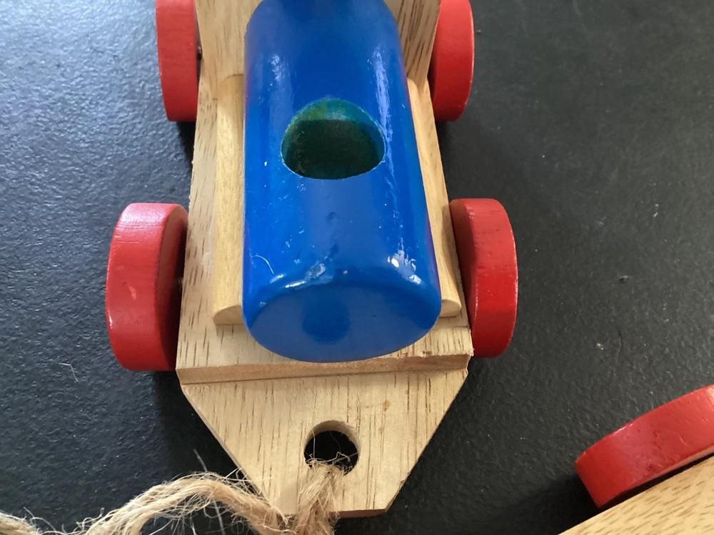 (2) Ikea Wooden Train Pieces Engine and Flat