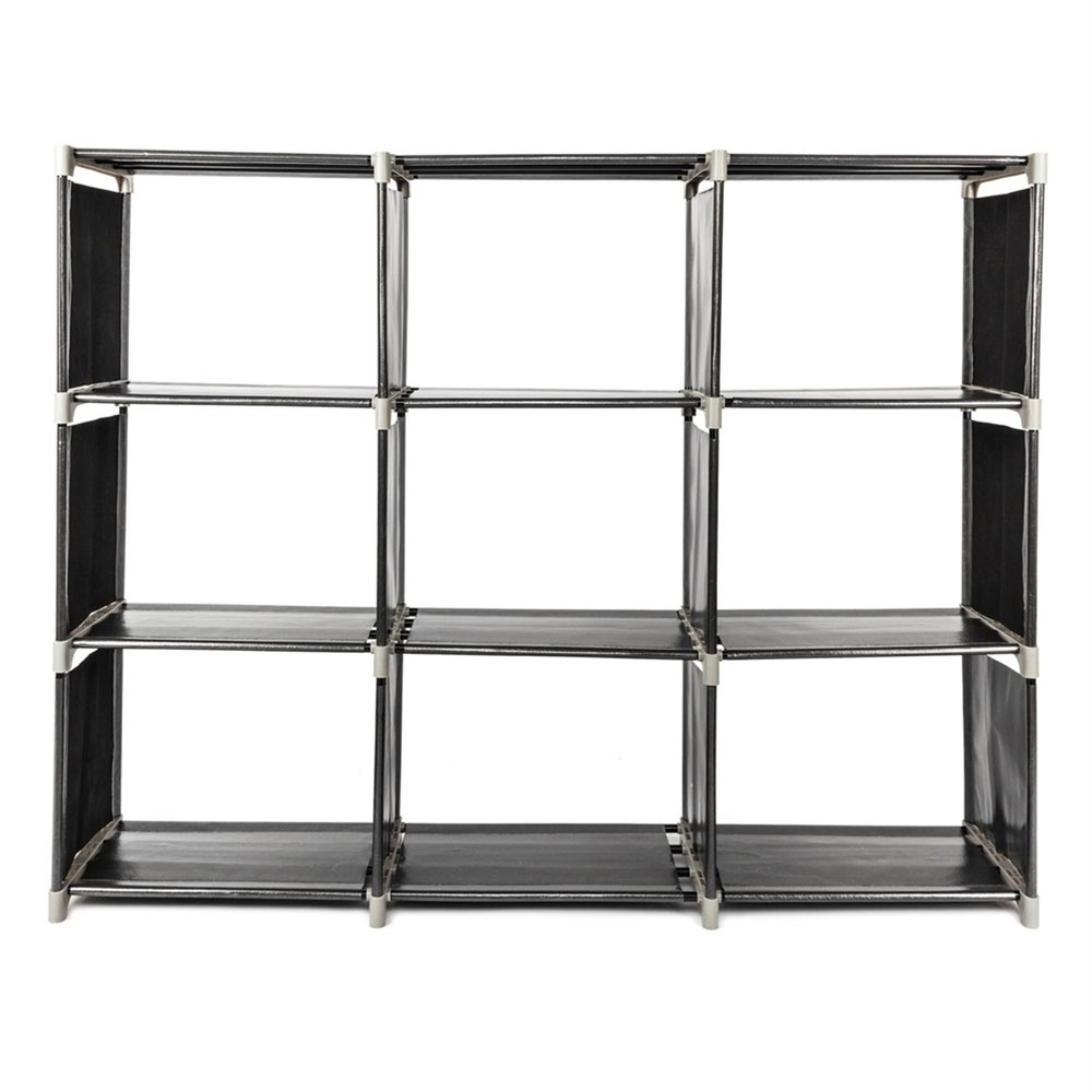 3 Tiers 9 Compartments Storage Shelf Cube Multifunctional Assembled Black NEW