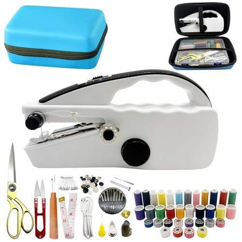 Portable Handheld Sewing Machine with 110 PCS Kit & Leather Case - Mini DIY Tool