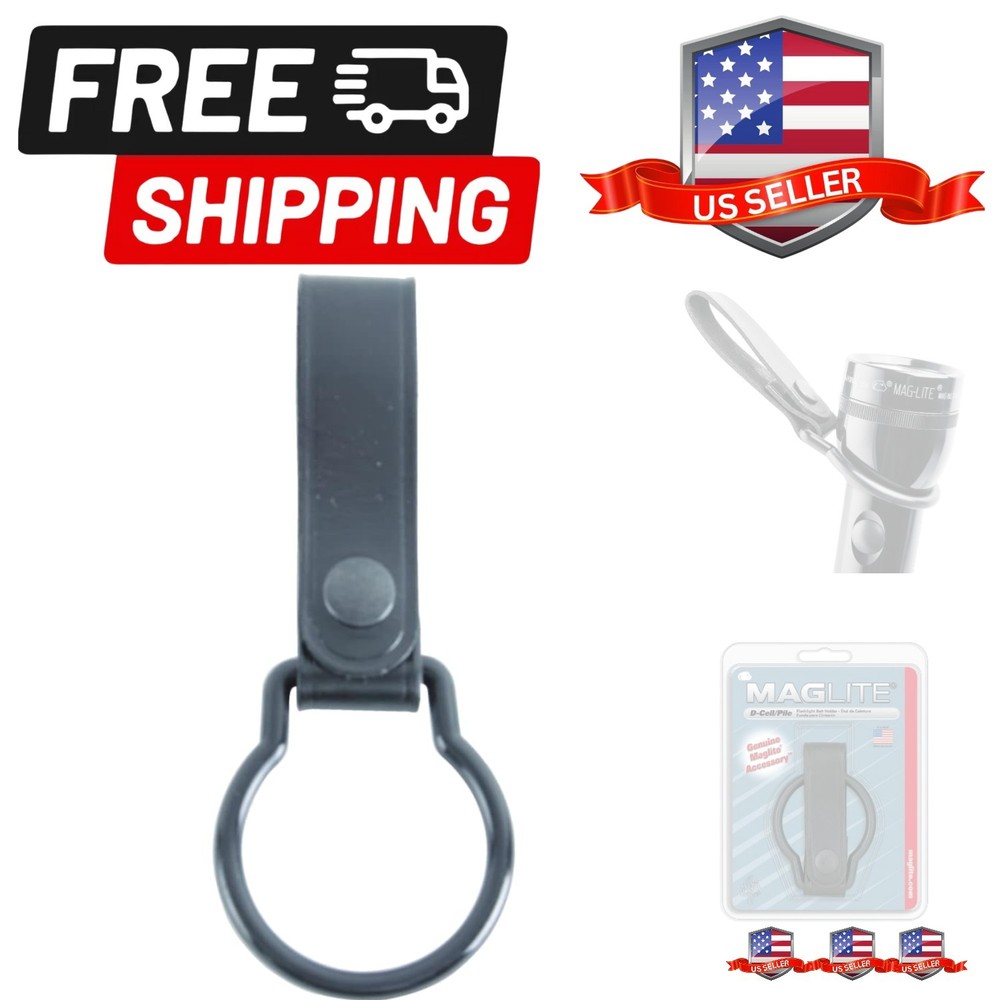 Black Plain Leather Belt Holder for D-Cell Flashlight