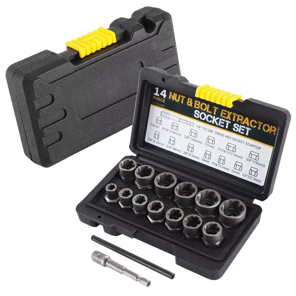 15PC Impact Damaged Bolt Nut Screw Remover Tool Socket Threading Extractor