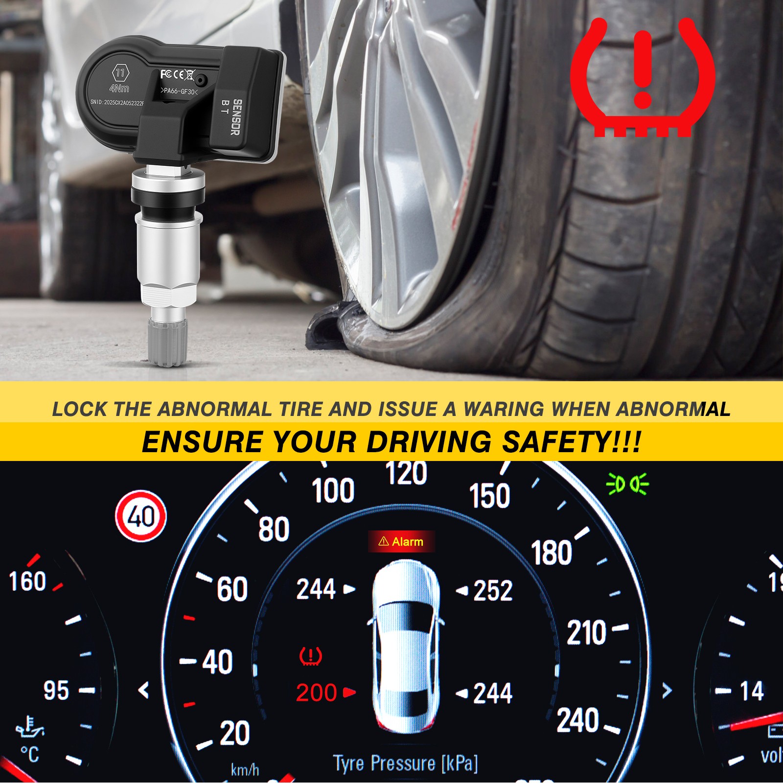 4Pcs TPMS Tire Pressure Monitoring Sensor 315MHz&433MHz for HONDA