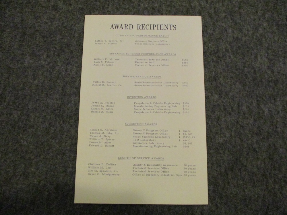 1968 NASA LOT MSFC 10TH ANNIV ASTRIONICS & MFG ENGINEERING LABORATORY PROGRAMS