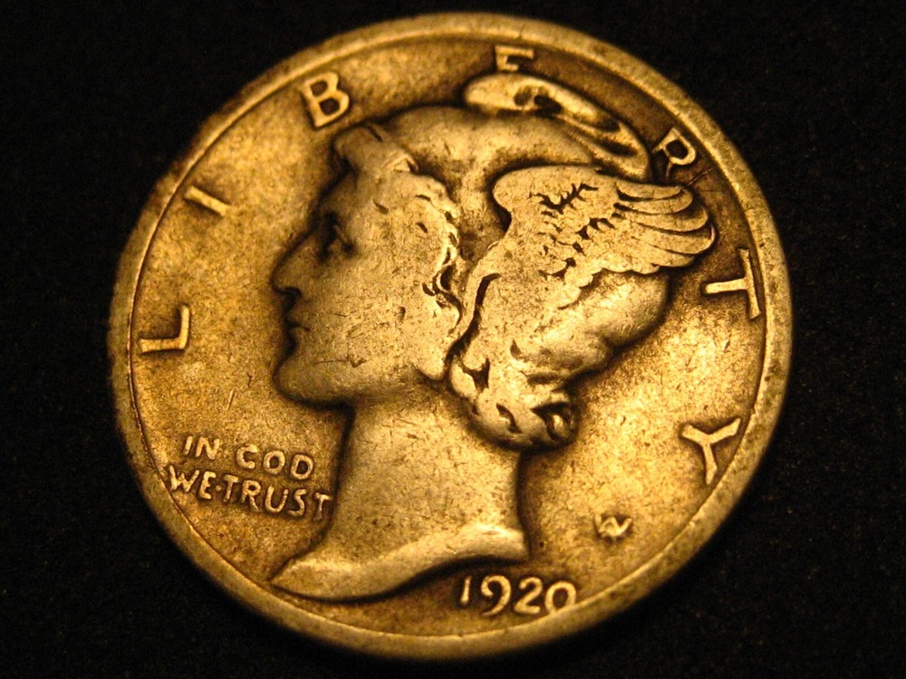 1920-P 90 % Silver Mercury Head Dime