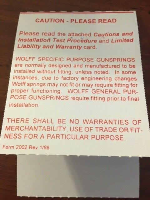 Wolff TAURUS Models 73 85 605 Reduced Power 9# 9Lb Trigger Return Spring