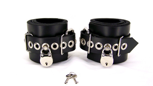 Locking Leather Ankle Bondage Cuffs by Axovus
