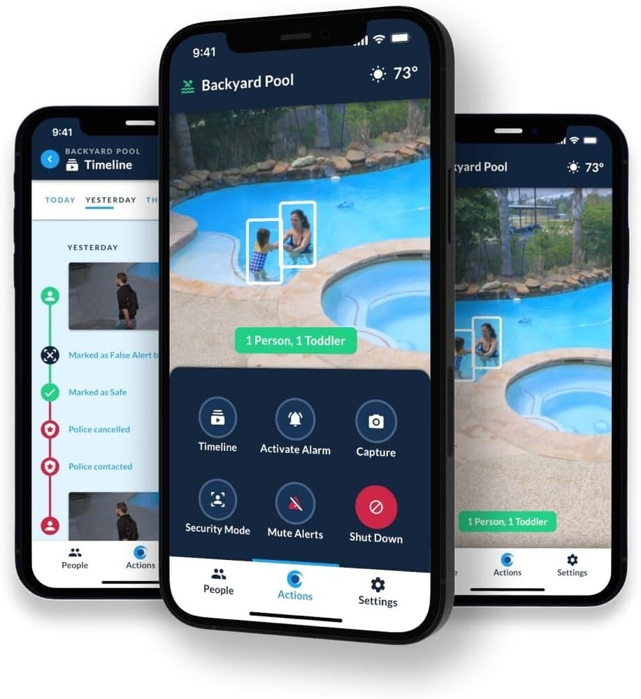 PoolScout: Wireless Pool Security Camera, Battery & Solar, Drowning , Open box