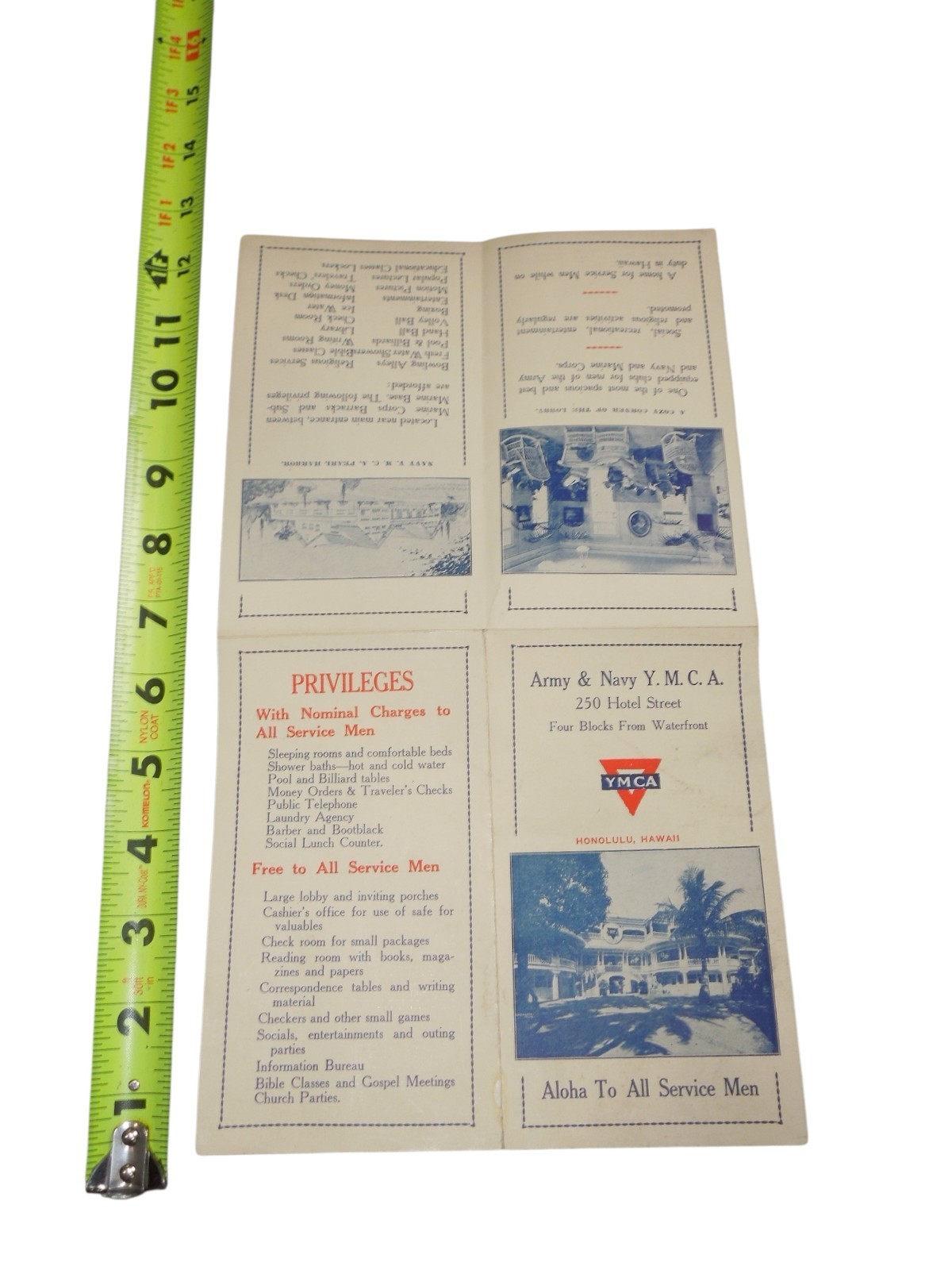 Original WWI US Army & Navy YMCA Paper Brochure Honolulu HAWAII Q5