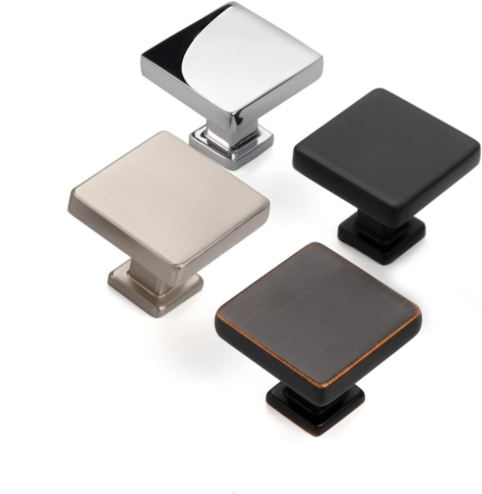 10 Pack Black Cabinet Knobs Matte Black Drawer Knobs K08 Square Single Hole Cabi