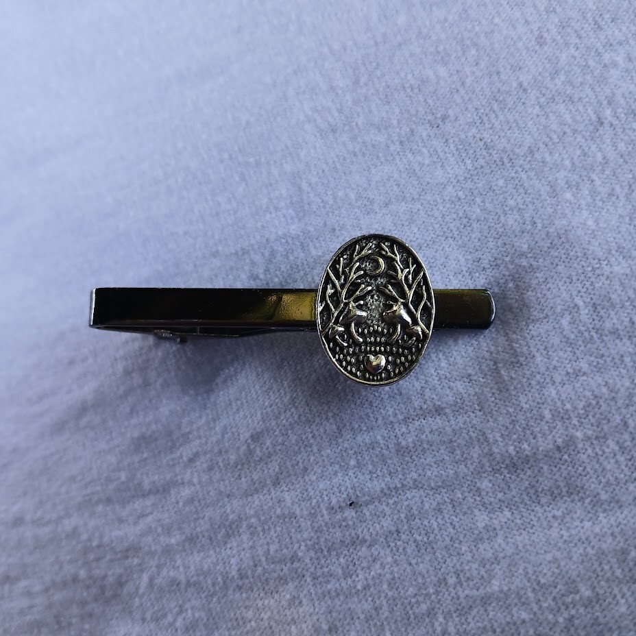 Mushroom in a moonlight forest tie clip