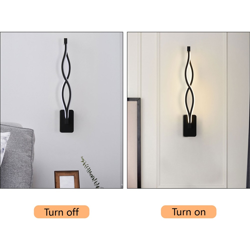 Modern 16W LED Wall-mounted Light Lamp Dimmable Black+Clear Wall Sconce Lighting