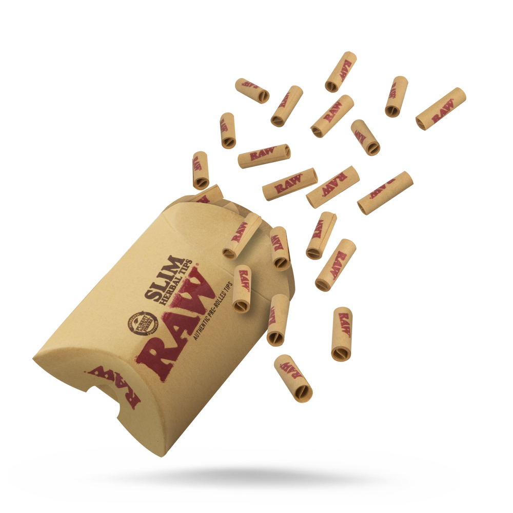 RAW Herbal Pre-Rolled Slim Tips | 20 Packs per box