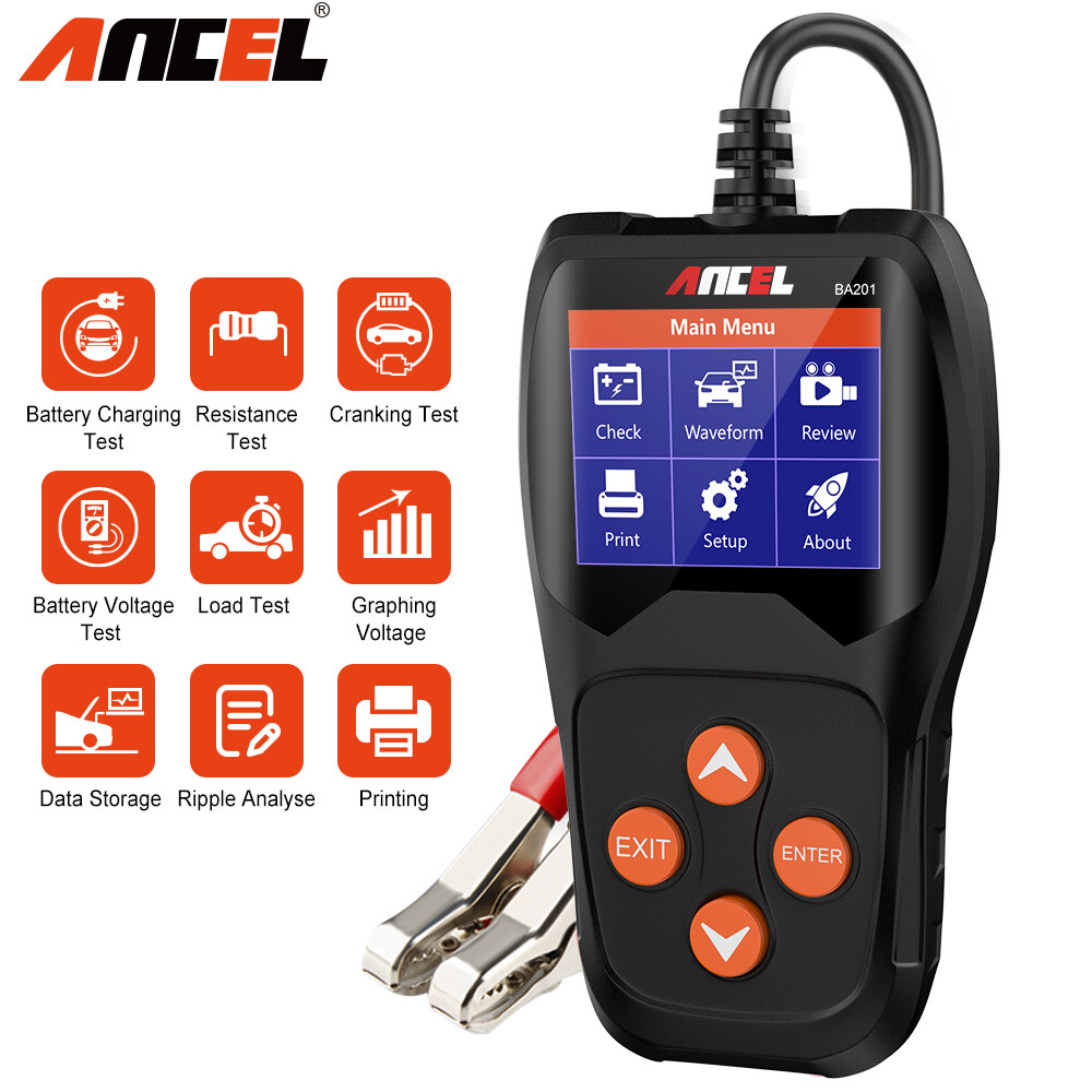12V Car Battery Tester Analyzer 100-2000CCA Loading Quick Cranking Charging Tool