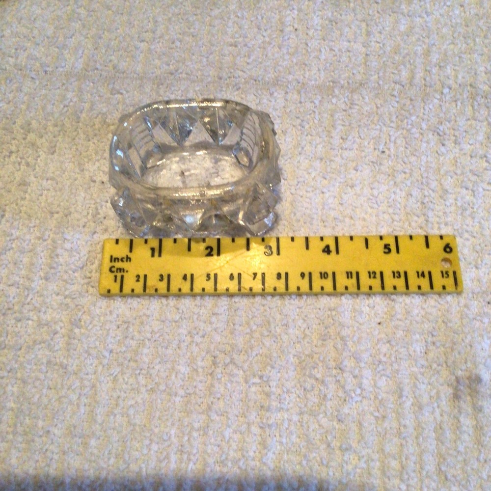 Antique EAPG Master Salt Cellar Dip Clear Glass Rectangle Deep Diamonds