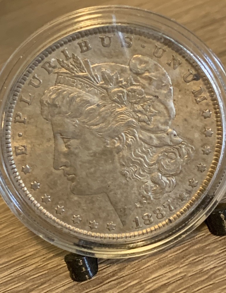 1887 Morgan silver dollar In Plastic Case