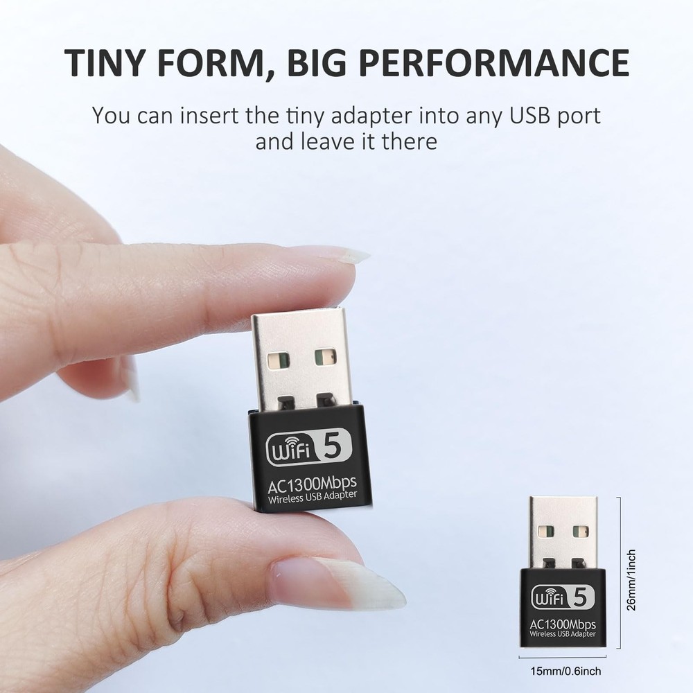 1300Mbps USB WiFi Adapter for PC-Tiny Size Wireless Network Adapter for Deskt...
