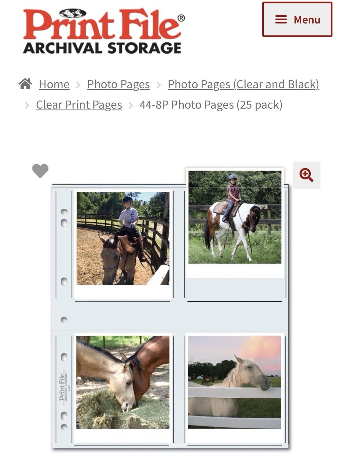 Print File 44-8P Archival Print Preservers 4x4.5 4 3hole 25 Sheets New 500 Pages