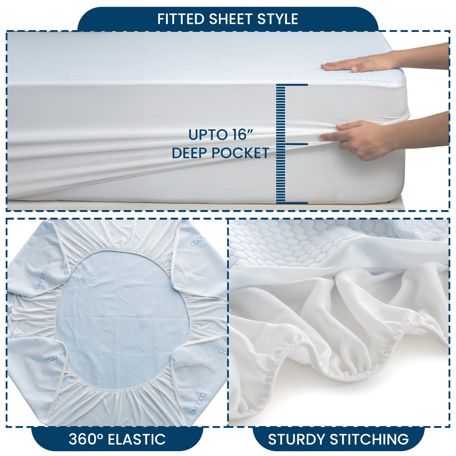 Cooling Mattress Protector Deep Pocket Waterproof Breathable Fitted Bed Cover