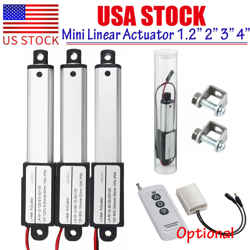 1.18" 2" 3" 4 inch Mini Mirco 12V Electric Linear Actuator Stroke Fast upto 6"/s