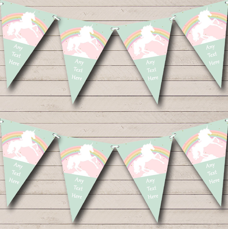 Rainbow Unicorn Personalised Childrens Party Bunting