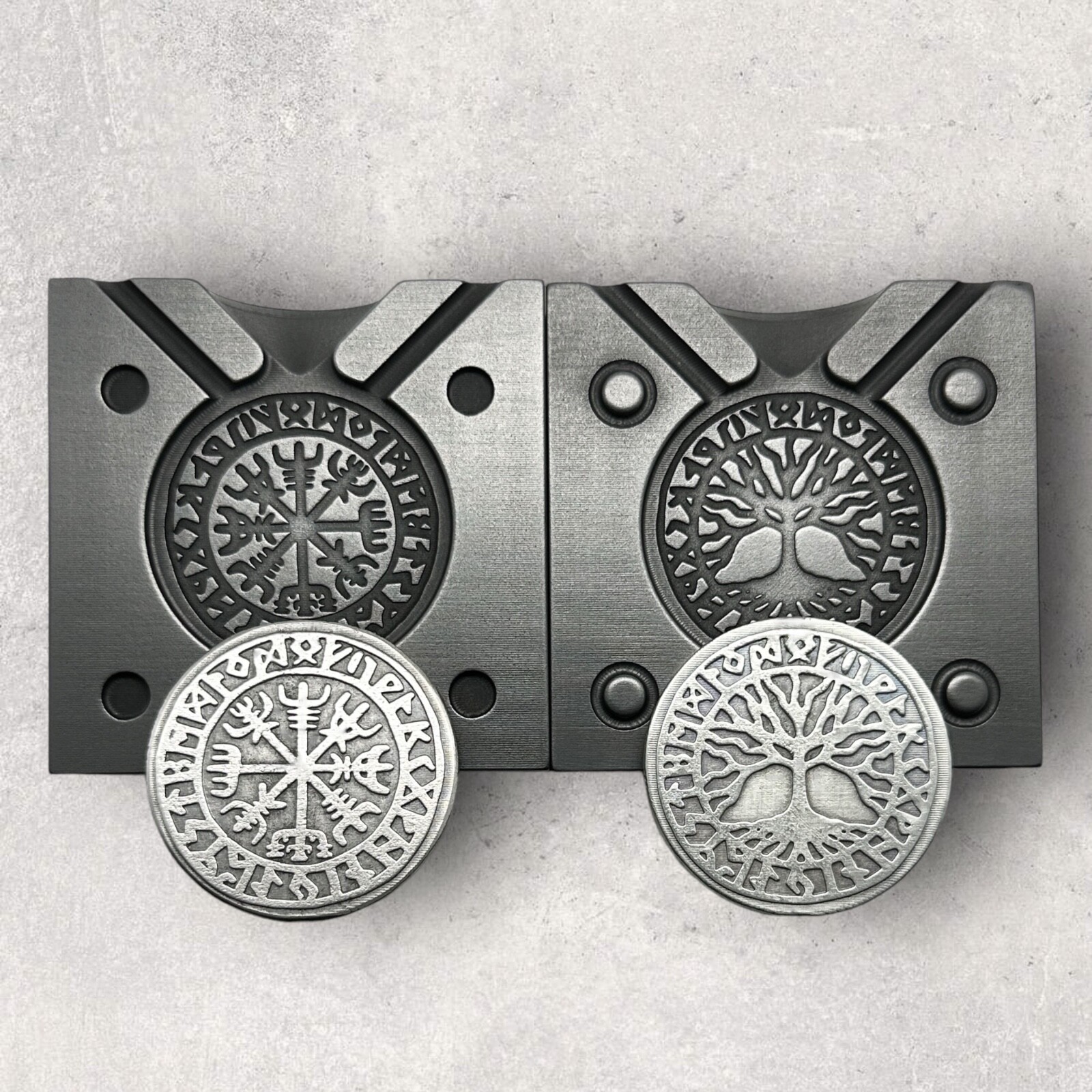VIKING RUNIC COMPASS - (2 Sided) Graphite Coin Mold