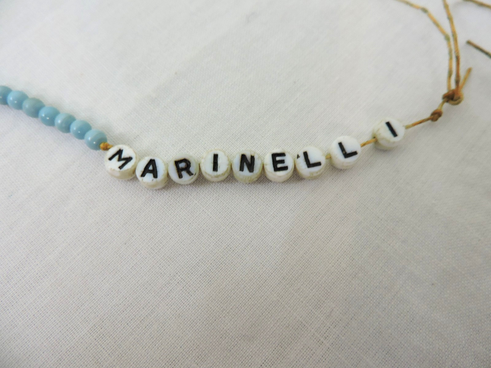 Vintage Beaded Hospital ID Last Name MARINELLI Baby Boy 1950's