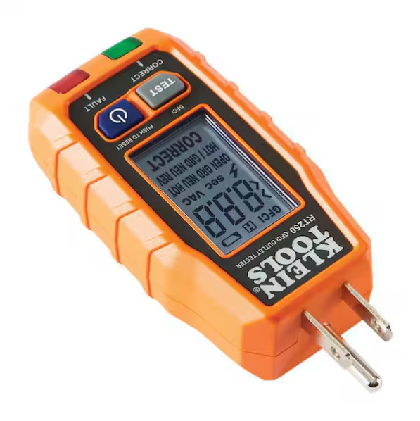 New !Klein Tools GFCI Electrical Outlet Tester with LCD Display, RT250