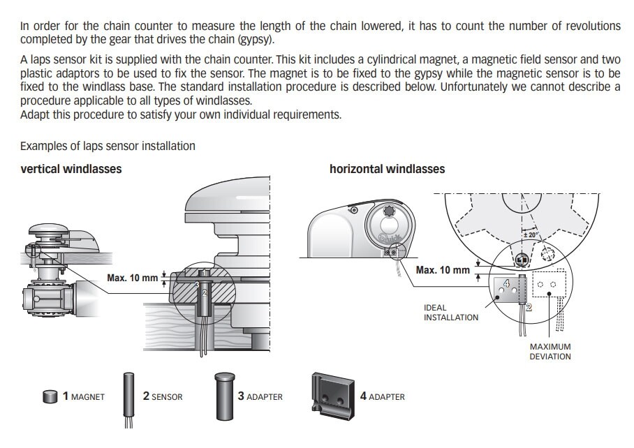 Quick SMART CHC chain counter for windlass with magnetic sensor