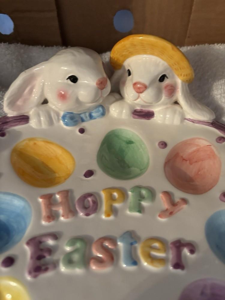 Deviled Egg Platter Hoppy Easter Bunny & Tulip