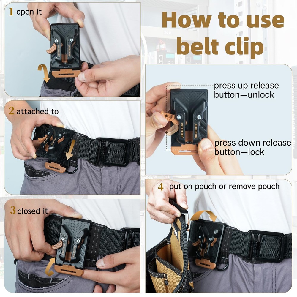 Electrician Tool Pouch with Kickstand, Hammer Loop - Contractor Grade