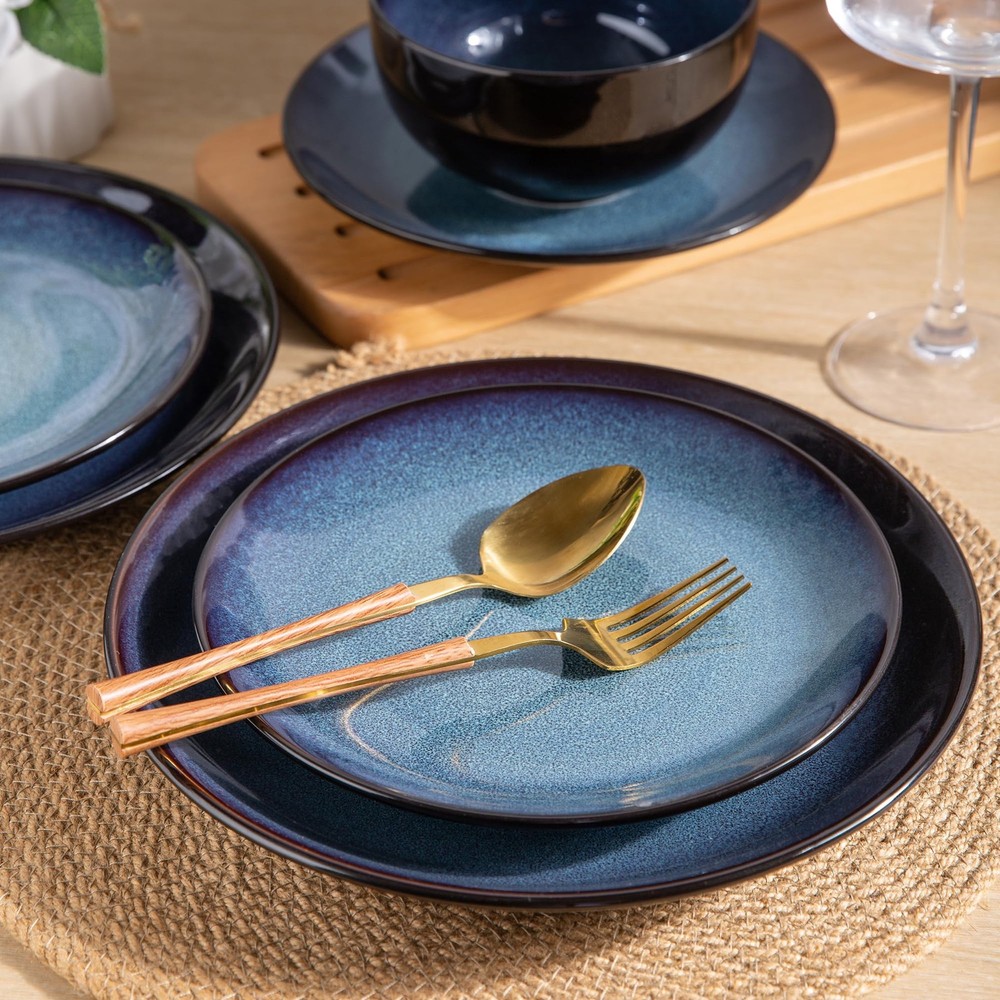 Ceramic Dinnerware Sets for Dreamy Moonlight-Blue Service for 4-12pcs