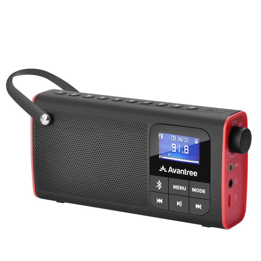 Black and Red Bluetooth FM Radio Wireless Streaming with SD Card Playback