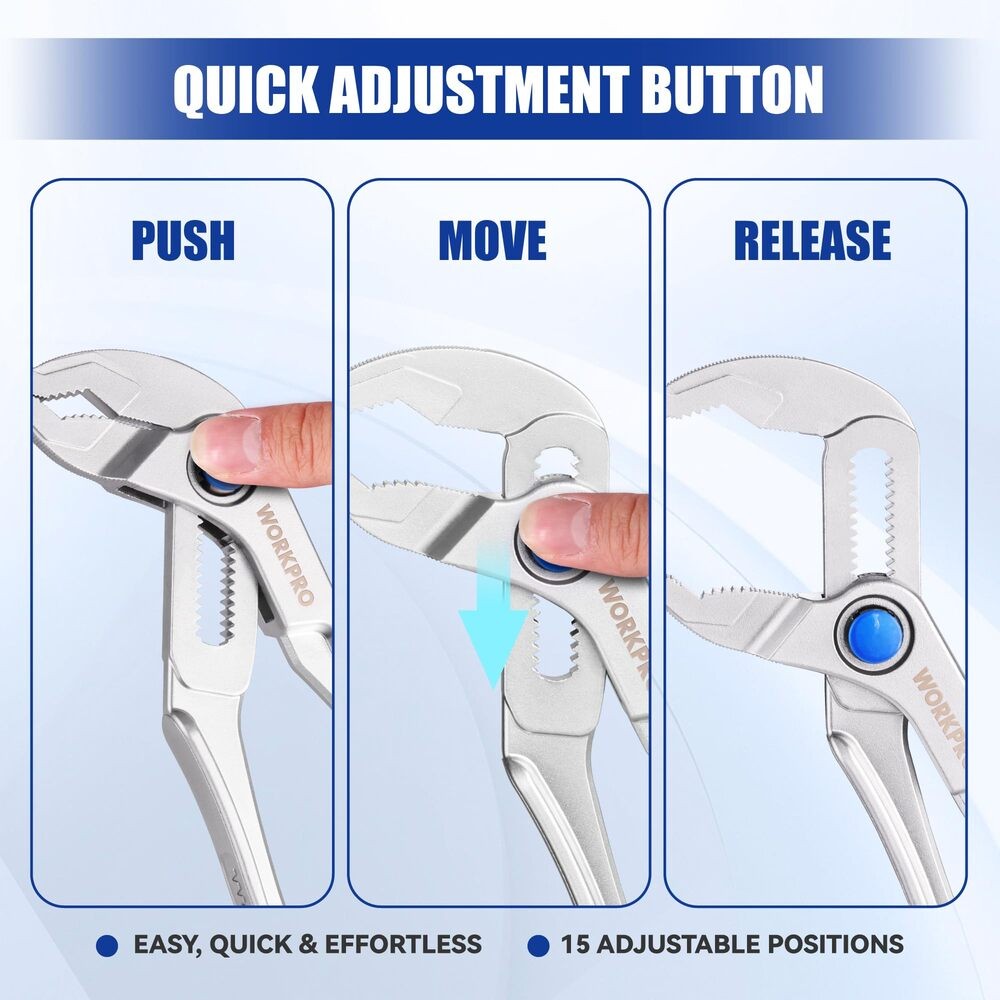 WORKPRO 4-inch Water Pump Plier Groove Joint Plier Adjustable Tongue 15-Position