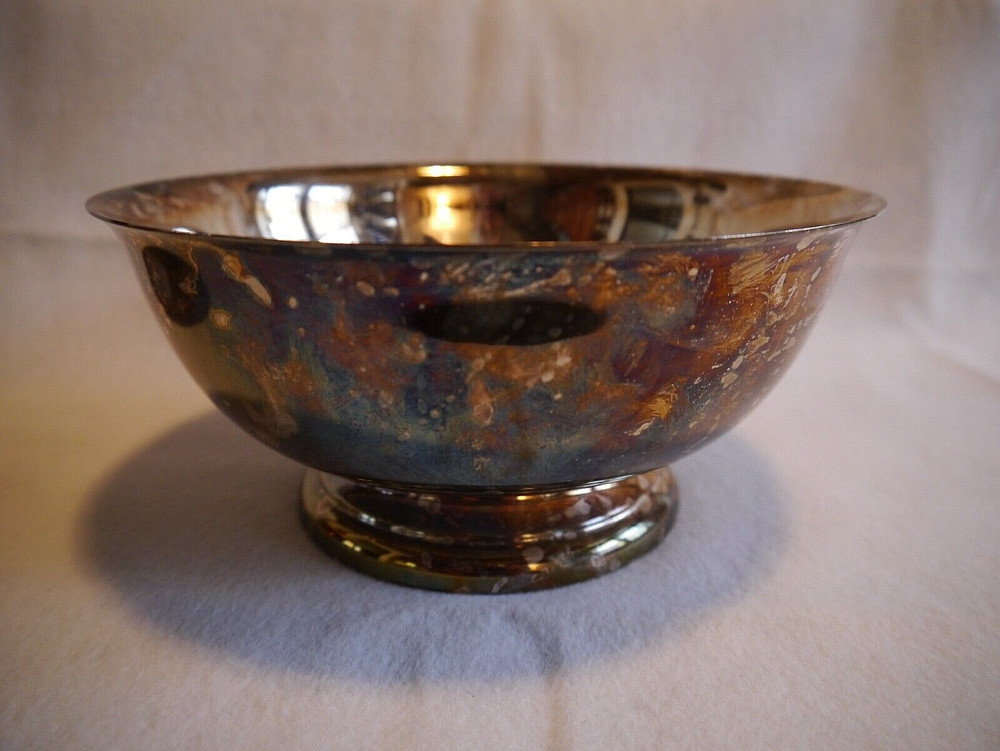 VTG  Silverplate  Service Ware Cranberry Bowl, 8 x 4, unpolished