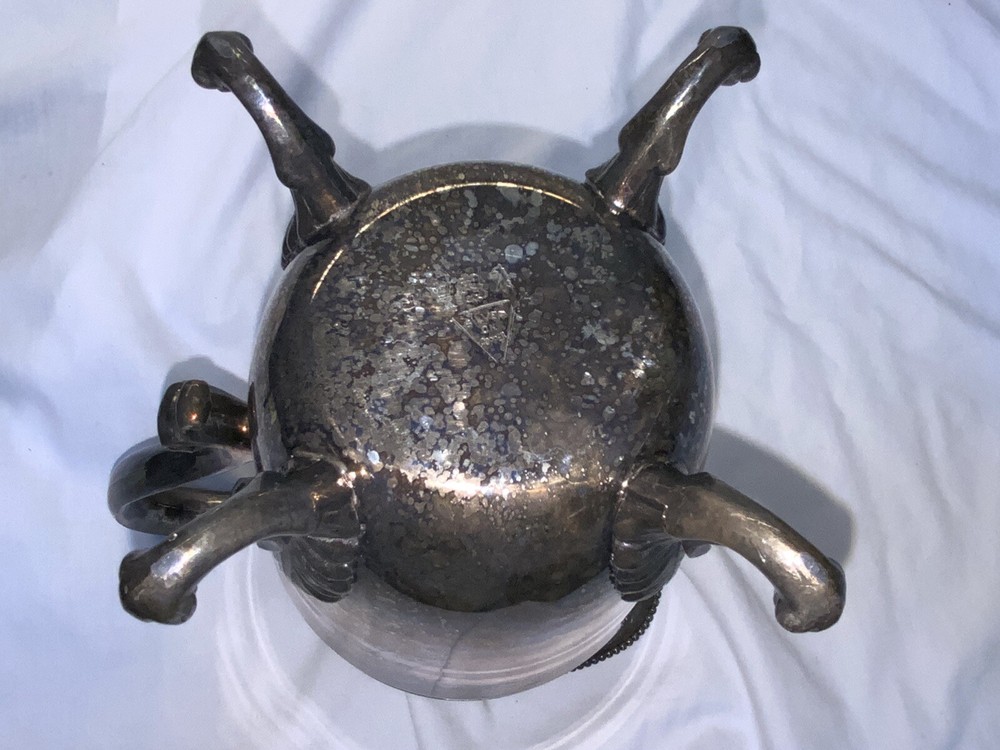 BRITISH HS SILVER CO. FOOTED PITCHER SILVER ON COPPER Antique