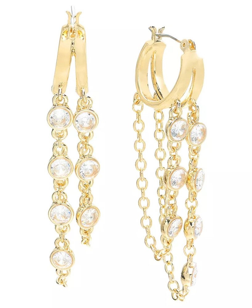 Chain Cubic Zirconia Drop Earrings
