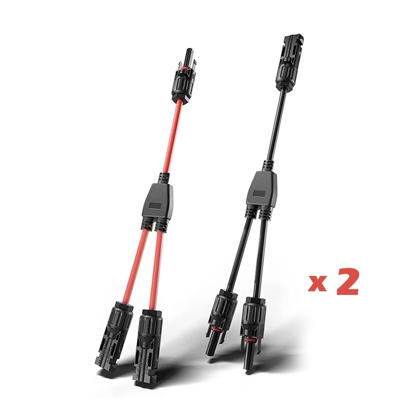 2 Pair Y2 Branch Solar Cable Solar Connectors for Solar Panel Parallel 30A