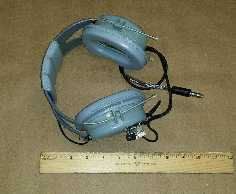 Astrocom 10631 (Gray) Dynamic Aviation Headset Adjustable Single Band w/Mic Conn