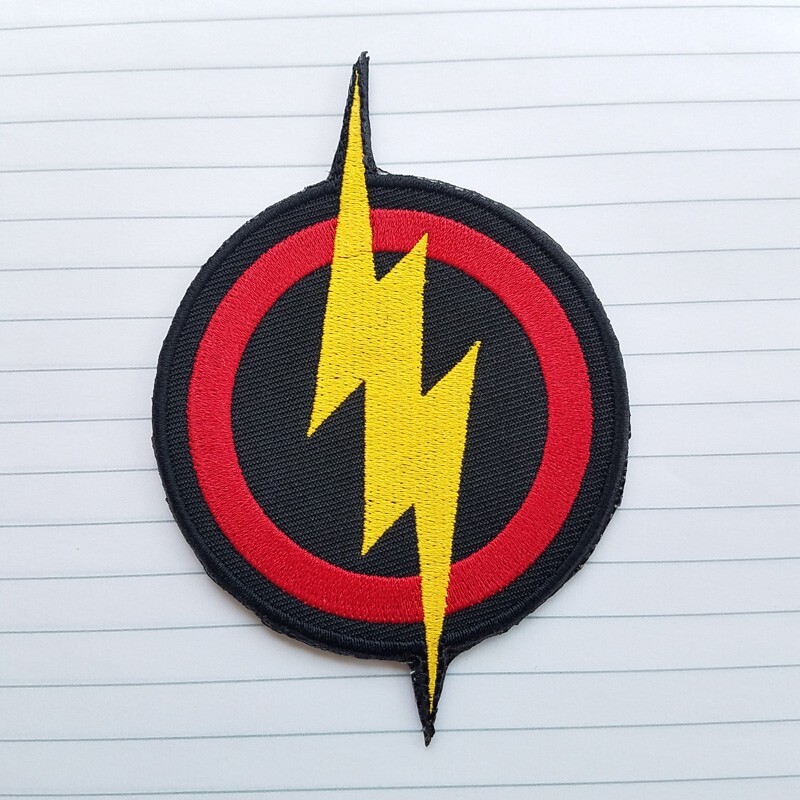 The Flash Superhero Lightning Bolt Red&Black Logo Embroidered Hook/Loop Patch