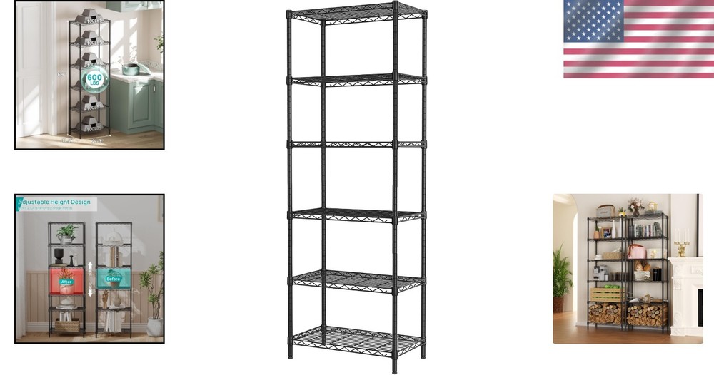 Rustproof 6 Tier Wire Shelf - Durable Storage for Kitchen, Garage, and Bathroom
