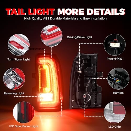 LED Tail Lights Assembly Compatible With 2015 2016 2017 Right Passenger Side