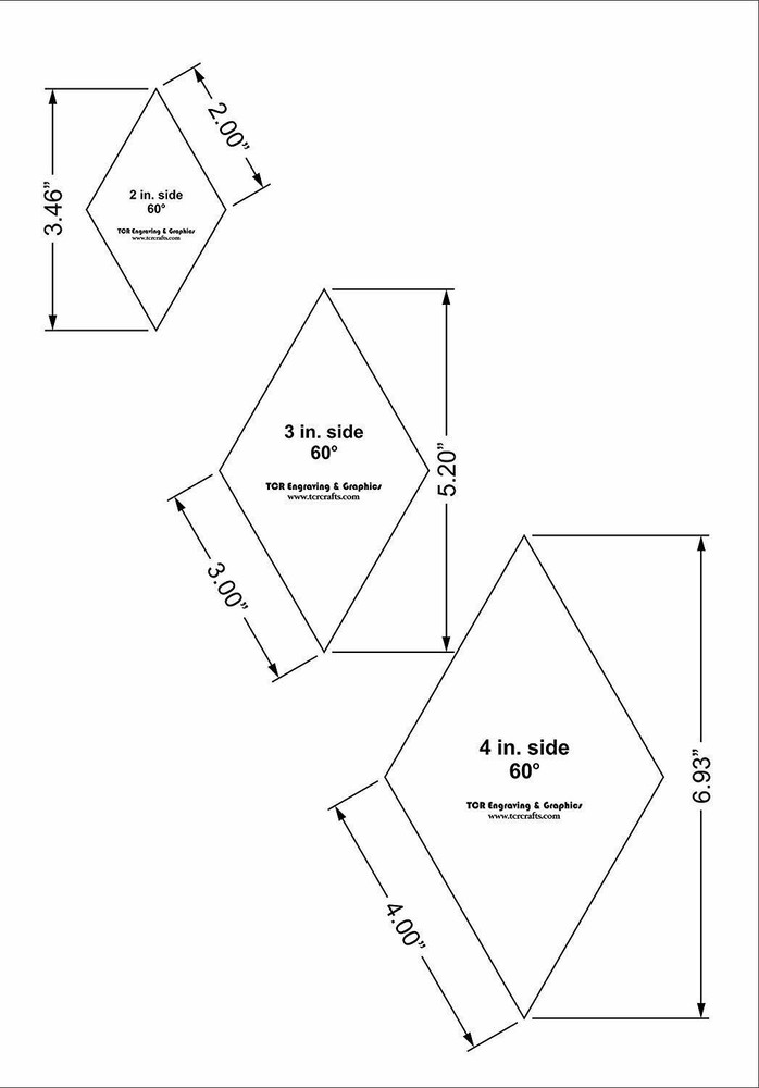 Side Diamond Templates 3 Piece Set 1/8" Thick